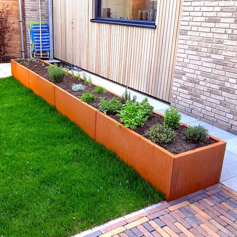 Jardinieră din oțel corten Texas xxl 480 x 80 cm
