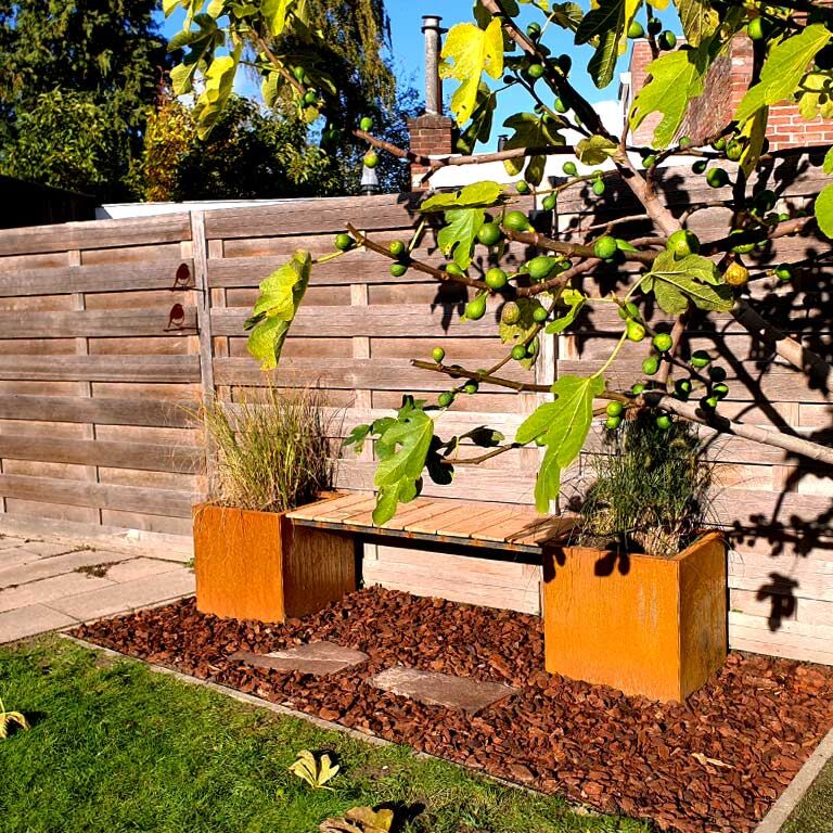 Bancă cu jardiniere din oțel corten Vegas Miami