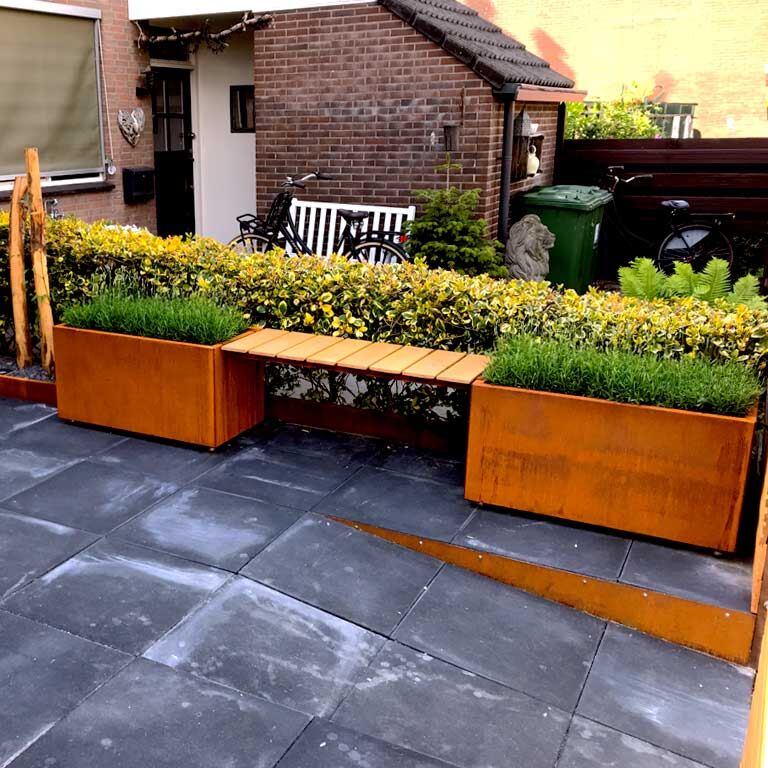 Bancă cu jardiniere din oțel corten Vegas Texas