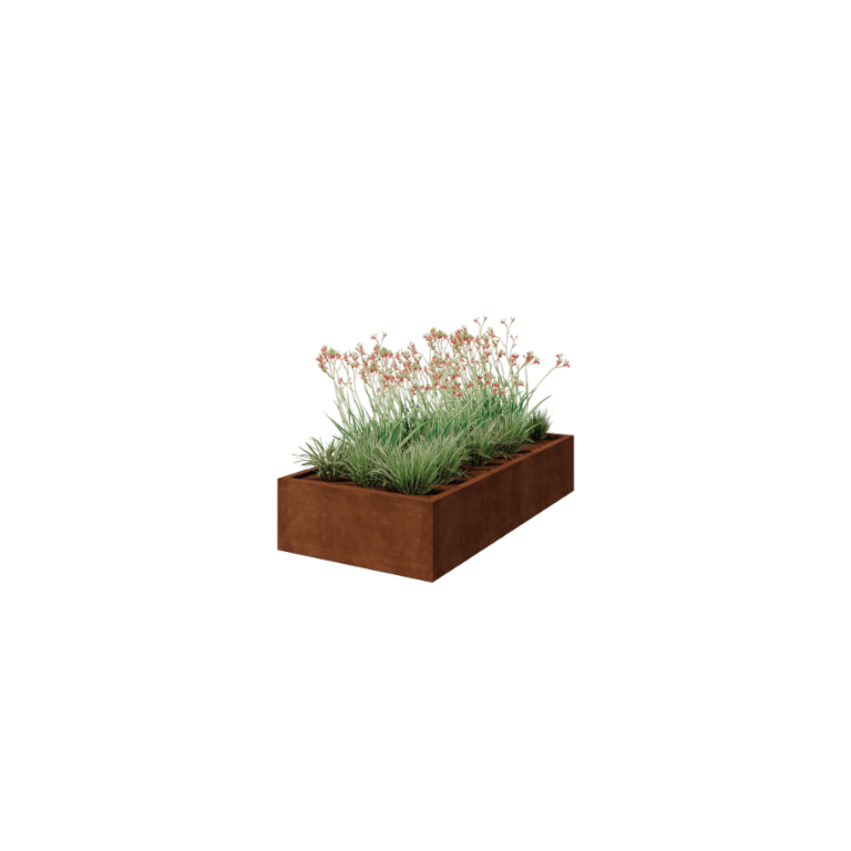Jardinieră din oțel corten - Dreptunghiular - 200 x 100 x 40 cm - Sudat - Fără placă de bază