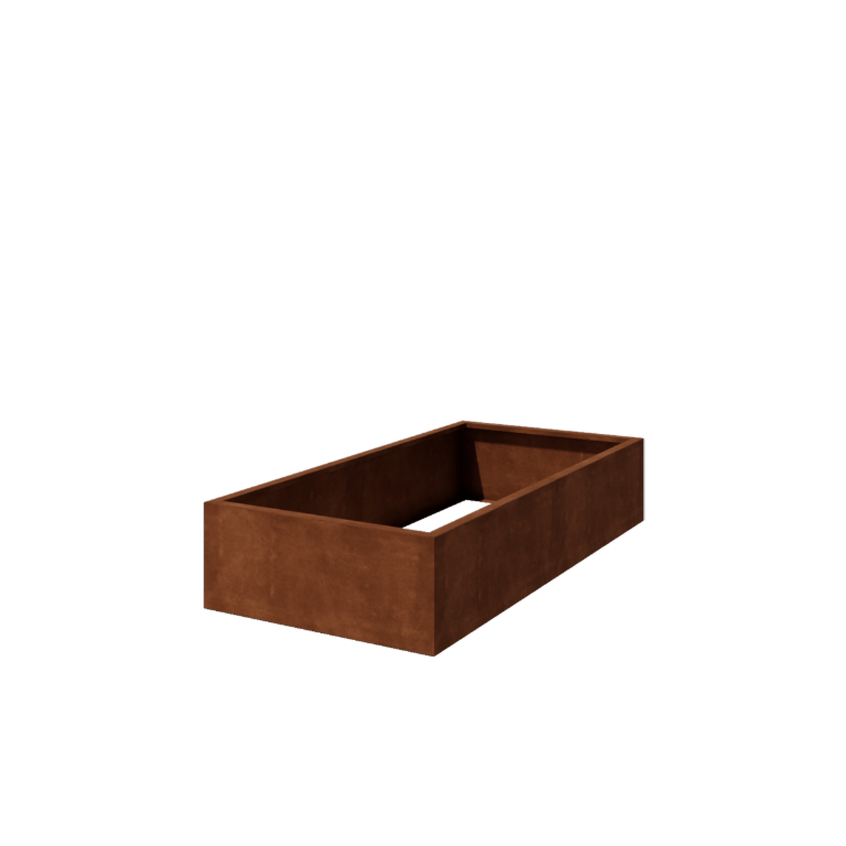 Jardinieră din oțel corten - Dreptunghiular - 200 x 100 x 40 cm - Sudat - Fără placă de bază