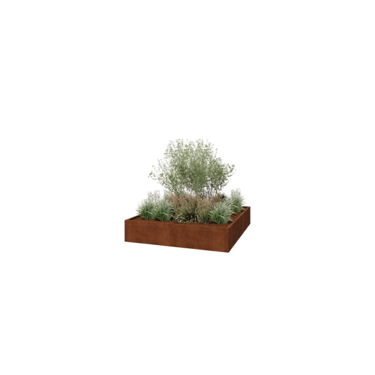 Jardiniere sudată din oțel corten Montana 200 x 200 x 40 cm