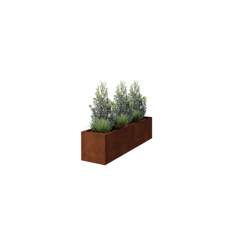 Jardiniere sudată din oțel corten Montana 200 x 50 x 50 cm