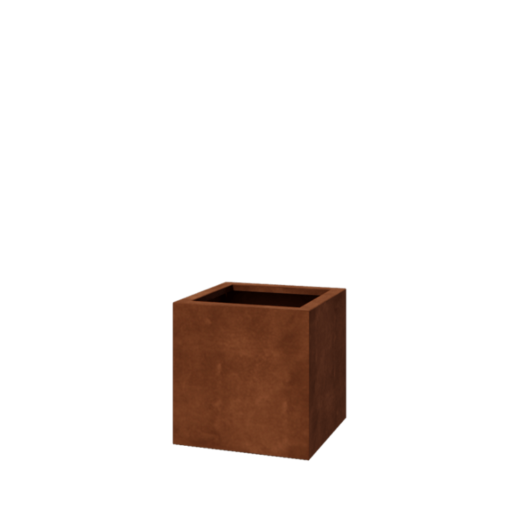 Jardinieră din oțel corten - Pătrat - 50 x 50 x 50 cm - Sudat - Cu placă de bază