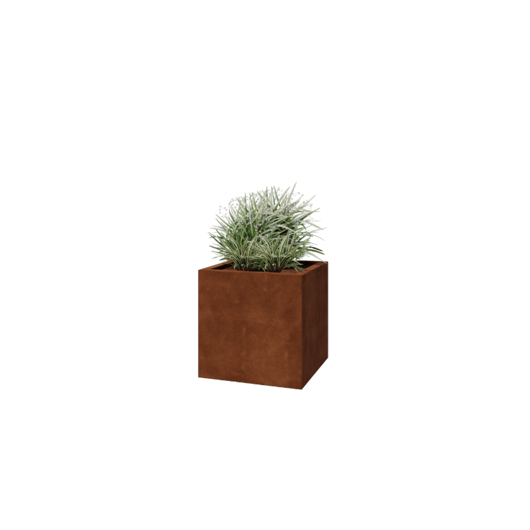 Jardinieră din oțel corten - Pătrat - 60 x 60 x 60 cm - Sudat - Cu placă de bază