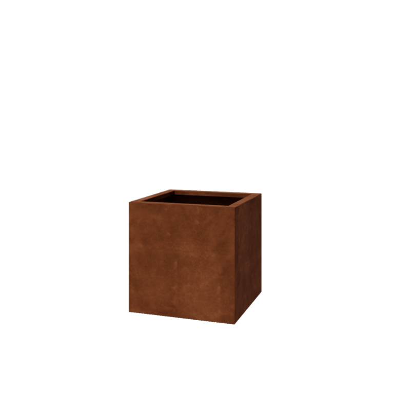 Jardinieră din oțel corten - Pătrat - 60 x 60 x 60 cm - Sudat - Cu placă de bază