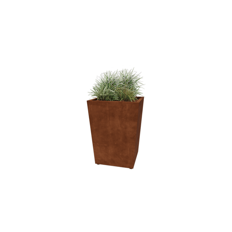 Jardinieră din oțel corten - Conic - 80 x 80 x 101,5 cm - Sudat - Cu placă de bază