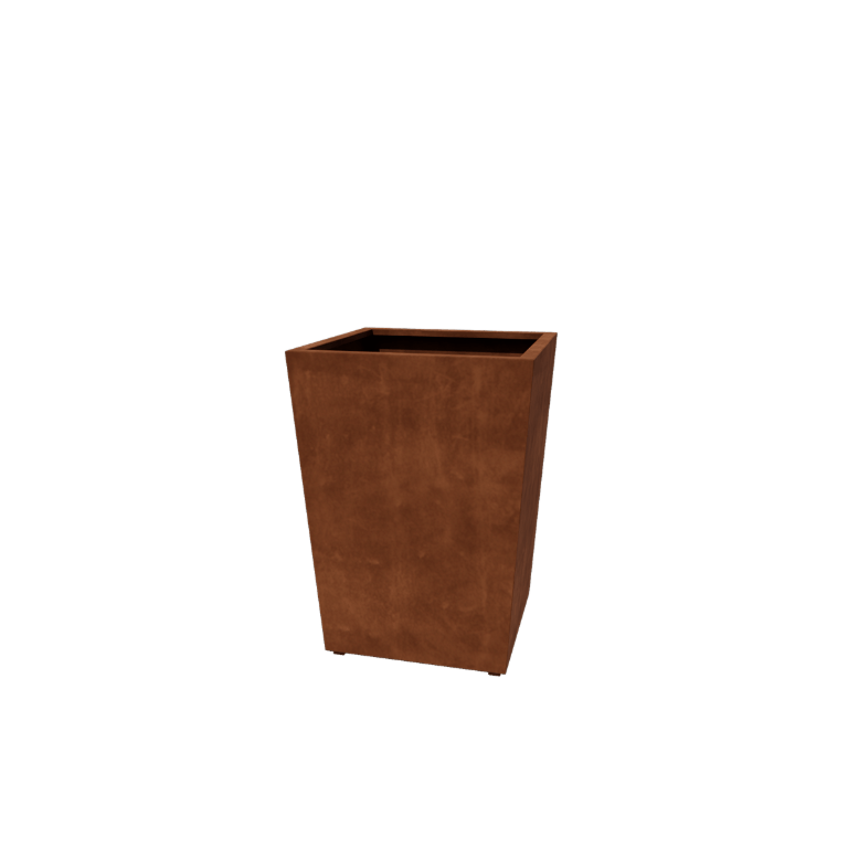 Jardinieră din oțel corten - Conic - 80 x 80 x 101,5 cm - Sudat - Cu placă de bază
