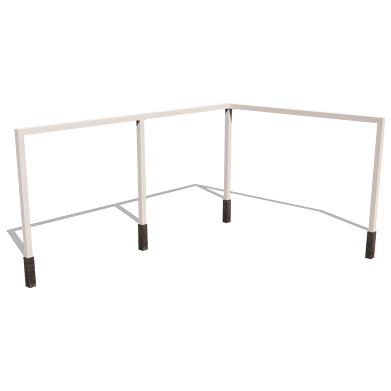 Pergolă din oțel acoperit cu pulbere configurație colț 600 x 412 cm