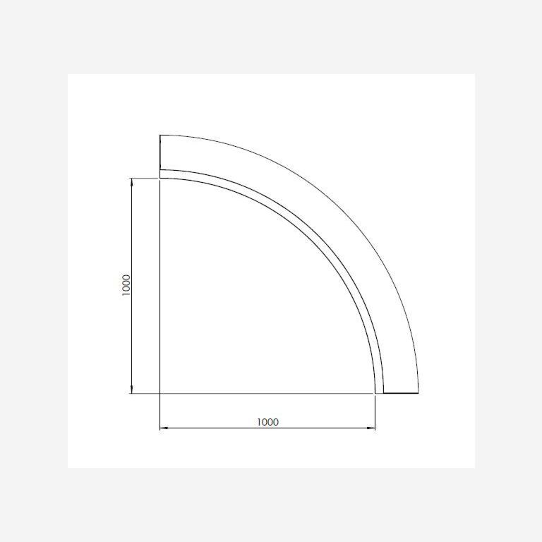 Perete de susținere din oțel acoperit cu pulbere curbă interioară 100 x 100 cm (înălțime 50 cm)