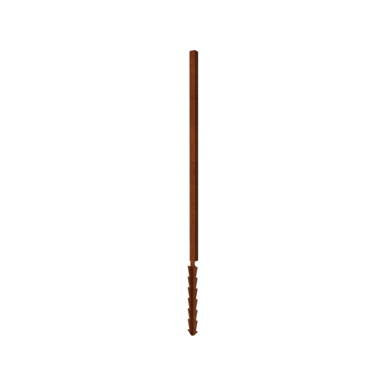 Gardă din oțel corten H stolp intermediar cu pin de pământ 190 x 6 x 6 cm