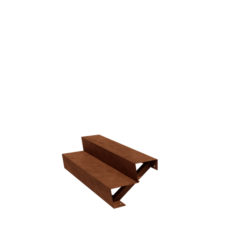 Scară din oțel corten New York 2 trepte (lățime 120 cm)