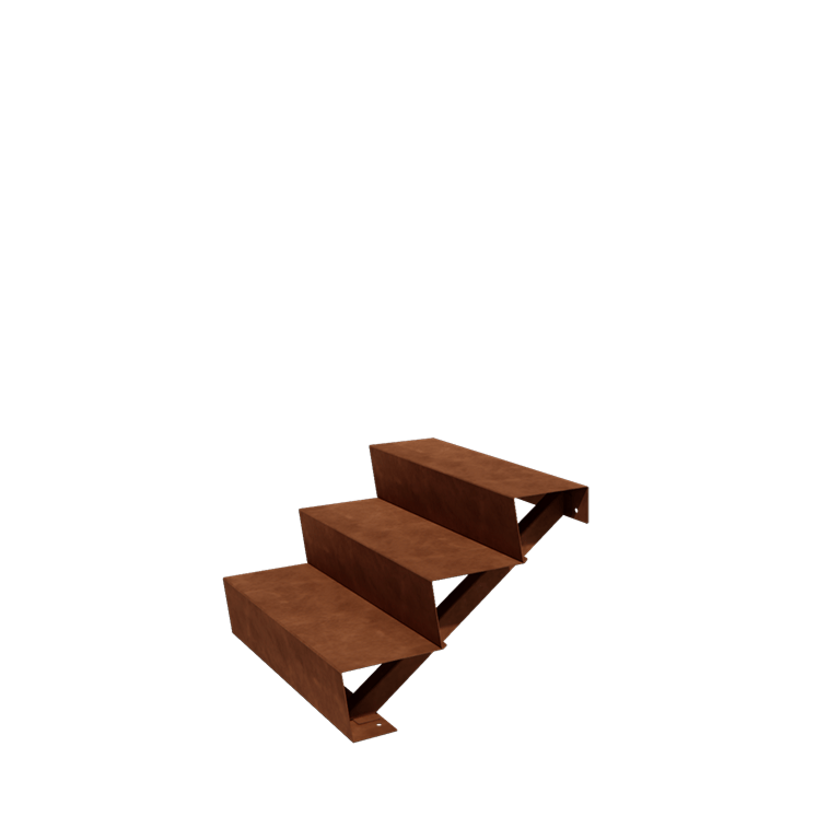 Treaptă de grădină din oțel corten - 3-trepte - 48 x 80 x 51 cm