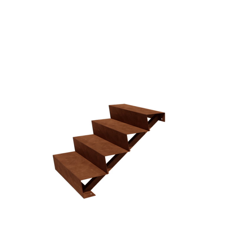 Treaptă de grădină din oțel corten - 4-trepte - 48 x 80 x 68 cm