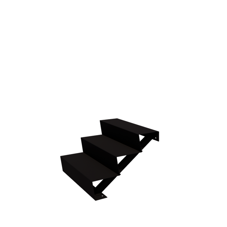 Treaptă de grădină din oțel - 3-trepte - 48 x 80 x 51 cm - RAL9005 mat (negru)