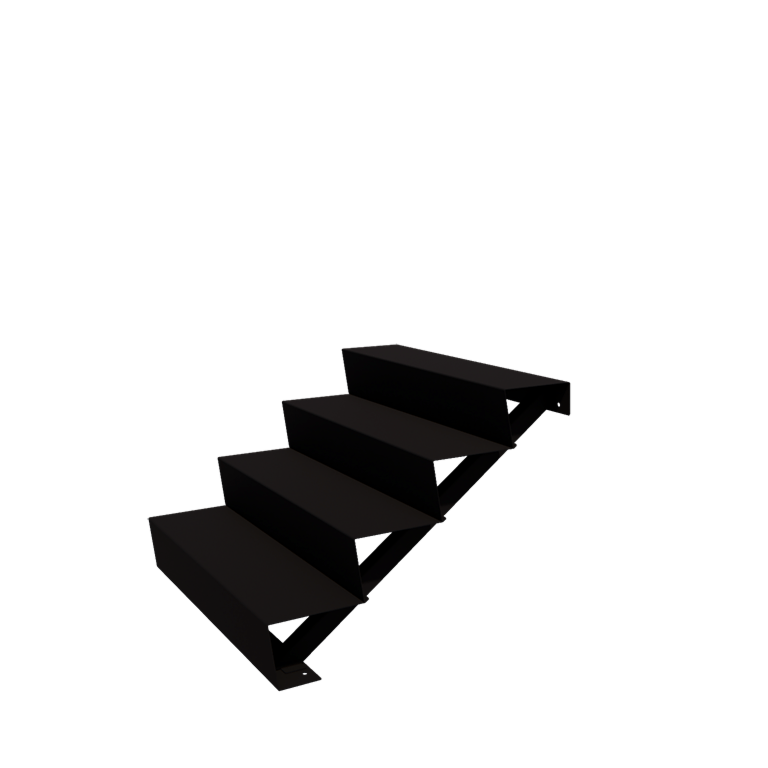 Treaptă de grădină din oțel - 4-trepte - 48 x 100 x 68 cm - RAL9005 mat (negru)