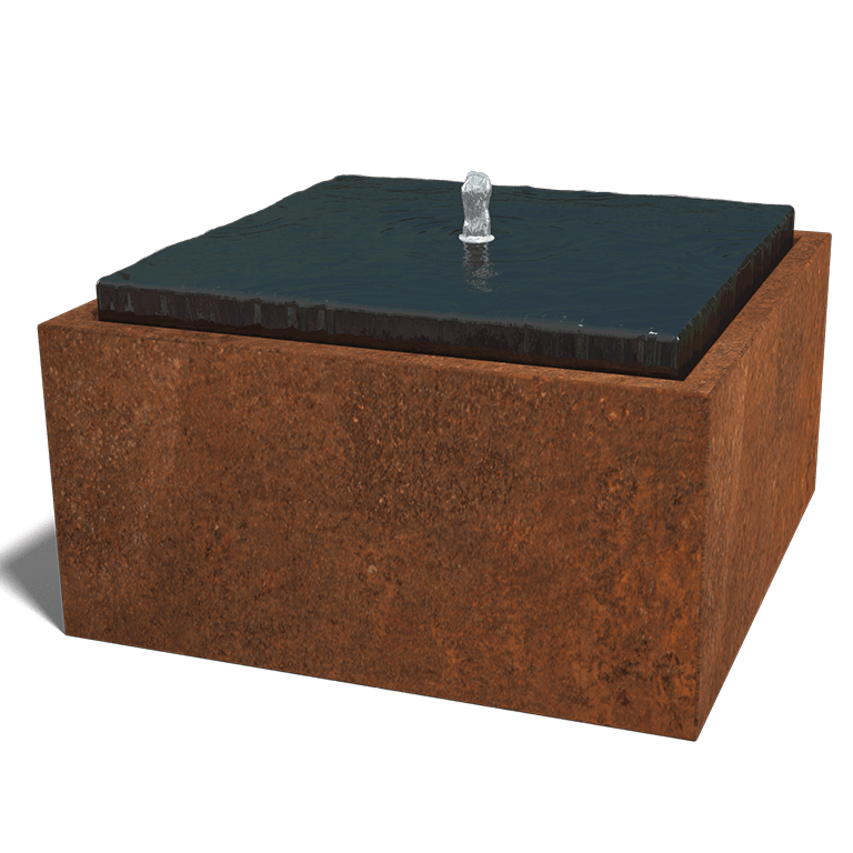 Element decorativ cu apă din oțel corten 80 x 80 x 40 cm