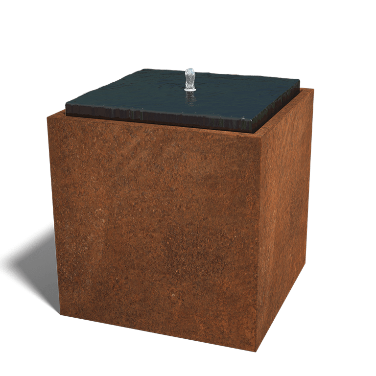 Element decorativ cu apă din oțel corten 80 x 80 x 80 cm
