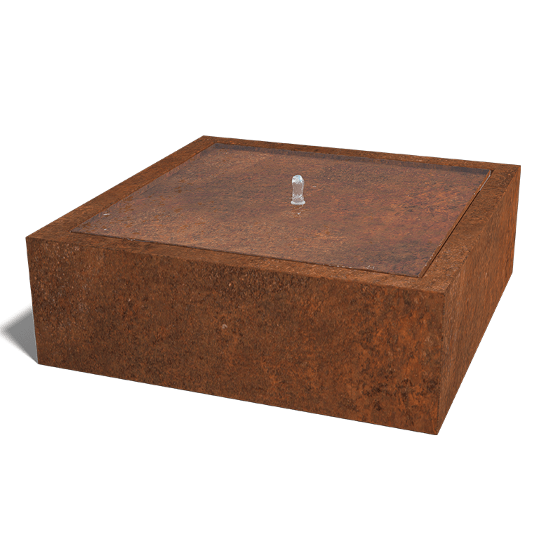 Fântână din oțel corten 120 x 120 x 40 cm