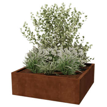 Jardiniere sudată din oțel corten Montana 120 x 120 x 40 cm