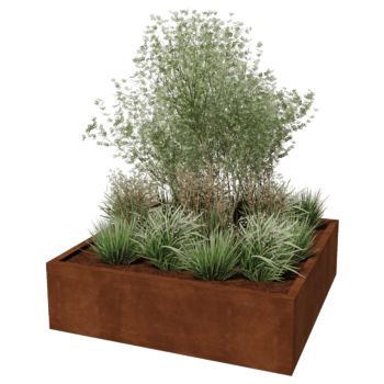 Jardiniere sudată din oțel corten Montana 140 x 140 x 40 cm