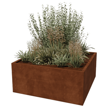 Jardiniere sudată din oțel corten Montana 140 x 140 x 60 cm