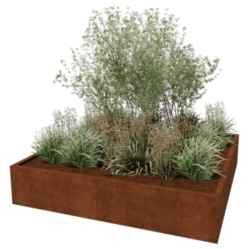 Jardiniere sudată din oțel corten Montana 200 x 200 x 40 cm