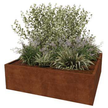 Jardiniere sudată din oțel corten Montana 200 x 200 x 60 cm