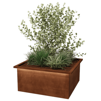Jardiniere sudată din oțel corten Alabama cu LED 100 x 100 x 50 cm