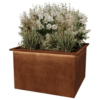 Jardiniere sudată din oțel corten Alabama cu LED 120 x 120 x 80 cm