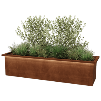 Jardiniere sudată din oțel corten Alabama cu LED 200 x 50 x 50 cm
