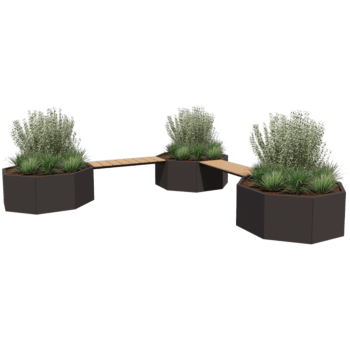 Bancă cu jardiniere din oțel acoperit cu pulbere Vegas Chicago configurație colț