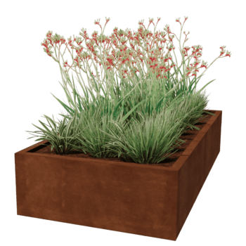 Jardiniere sudată din oțel corten Montana 200 x 100 x 40 cm