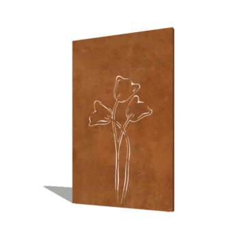 Panou de grădină din oțel corten lalea simetric 120 x 6 x 190 cm