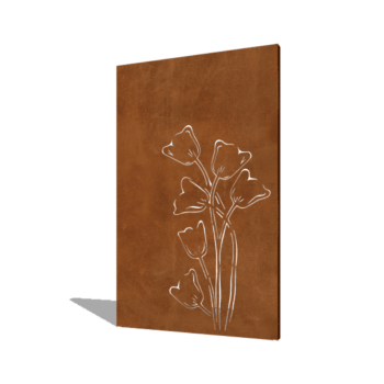 Panou de grădină din oțel corten lalea asimetric 120 x 6 x 190 cm