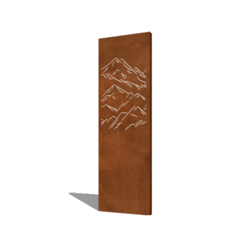 Panou de grădină din oțel corten munți compoziție 1 60 x 6 x 190 cm