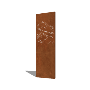 Panou de grădină din oțel corten munți compoziție 3 60 x 6 x 190 cm