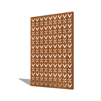 Panou de grădină din oțel corten motiv de acoperiș compoziție 1 120 x 6 x 190 cm