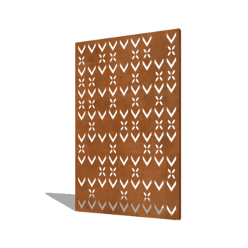 Panou de grădină din oțel corten motiv de acoperiș compoziție 3 120 x 6 x 190 cm