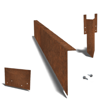 Separator de gazon din oțel corten în unghi 12 cm set complet pe 15 metri