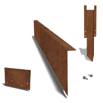 Separator de gazon din oțel corten în unghi 22 cm set complet pe 15 metri