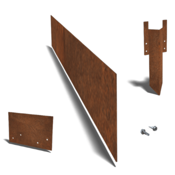 Separator de gazon din oțel corten formă dreaptă 15 cm set complet pe 15 metri