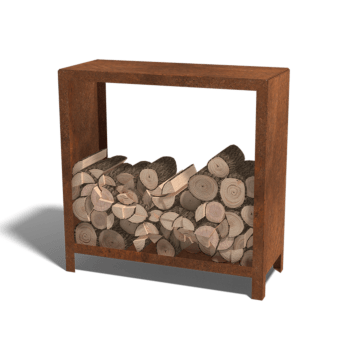 Suport din oțel corten pentru lemne Indiana 100 x 100 x 40 cm