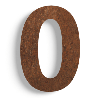 Număr de casă din oțel corten 0 - 15 cm