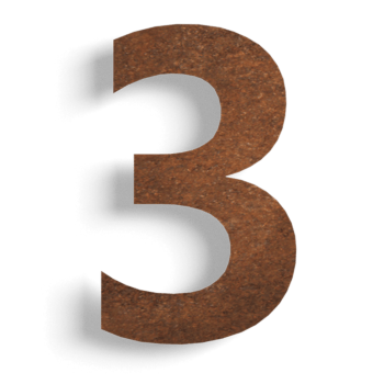 Număr de casă din oțel corten 3 - 15 cm