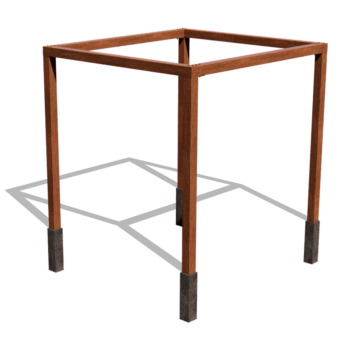 Pergolă din oțel corten configurație pătrat 274 x 250 cm