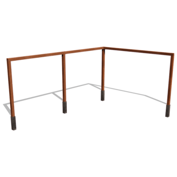 Pergolă din oțel corten configurație colț 600 x 412 cm