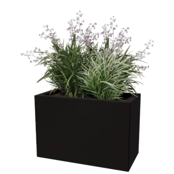 Jardinieră din oțel - Dreptunghiular - 60 x 30 x 40 cm - Altă culoare RAL - Cu placă de bază - Cu roți