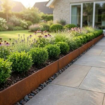 Separator de gazon din oțel corten - Aplatizat - Înălțime 13 cm - 150 cm