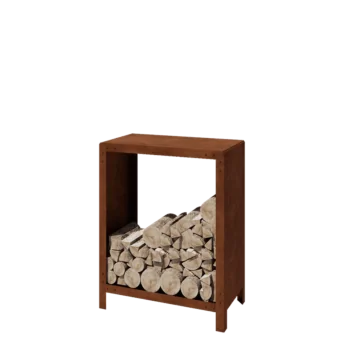 Suport pentru lemne din oțel corten - Indiana - 80 x 40 x 100 cm